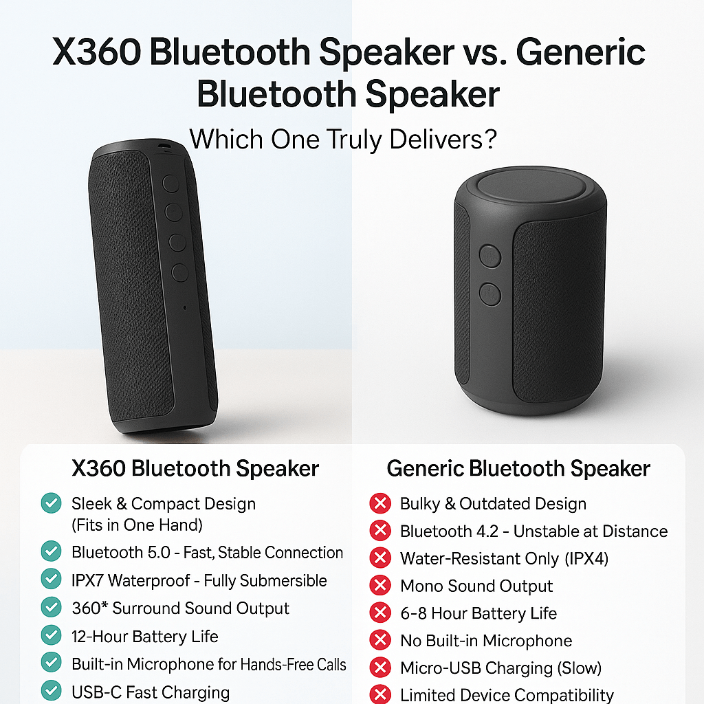 Best Waterproof Bluetooth Wireless Speaker x360 Compact Small