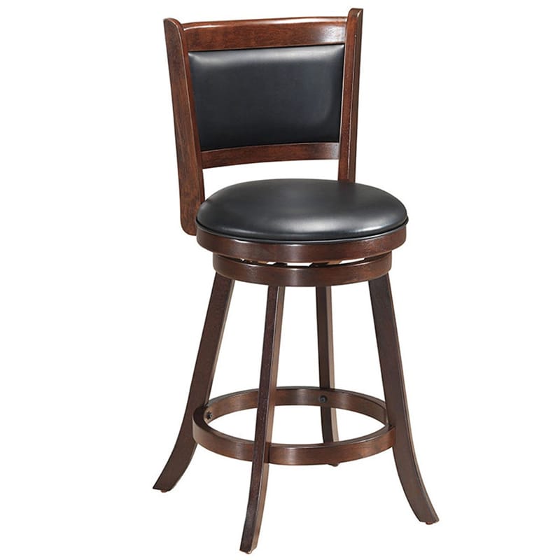 2-Pack 24" Wooden Counter Stools, 360° Swivel Bar Stools with Backs, Counter Height Stool, Upholstered Bar Chairs Dining Chairs