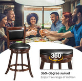 2-Pack 24" Wooden Counter Stools, 360° Swivel Bar Stools with Backs, Counter Height Stool, Upholstered Bar Chairs Dining Chairs