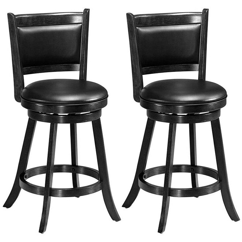 2-Pack 24" Wooden Counter Stools, 360° Swivel Bar Stools with Backs, Counter Height Stool, Upholstered Bar Chairs Dining Chairs
