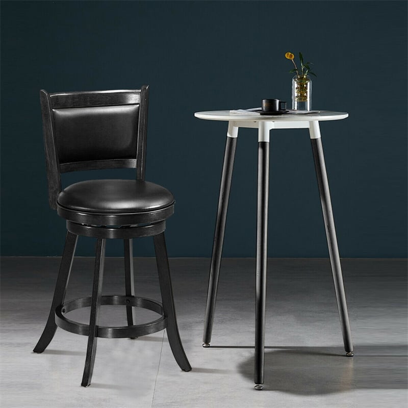 2-Pack 24" Wooden Counter Stools, 360° Swivel Bar Stools with Backs, Counter Height Stool, Upholstered Bar Chairs Dining Chairs