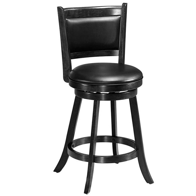 2-Pack 24" Wooden Counter Stools, 360° Swivel Bar Stools with Backs, Counter Height Stool, Upholstered Bar Chairs Dining Chairs