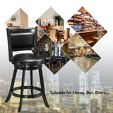 2-Pack 24" Wooden Counter Stools, 360° Swivel Bar Stools with Backs, Counter Height Stool, Upholstered Bar Chairs Dining Chairs
