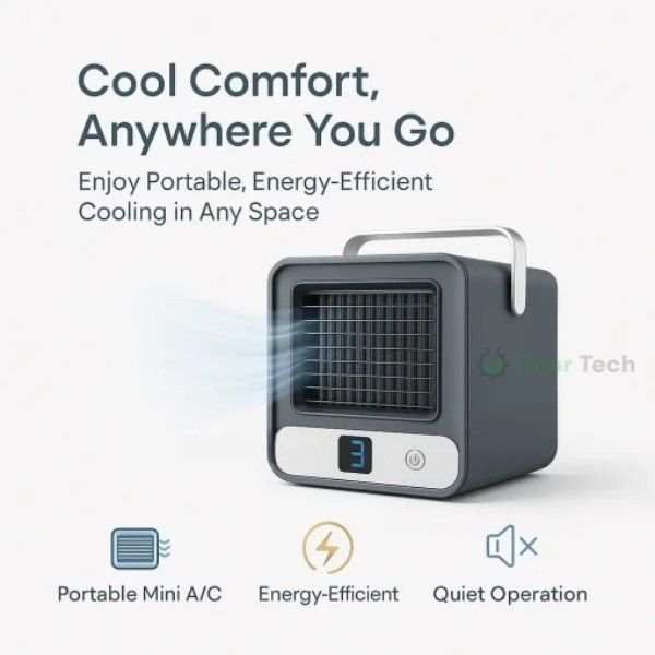 Portable Mini Air Conditioner | Ultra-Portable Car AC System, Quiet 4-Blade Design & Ideal for Home, Office, and Travel Use