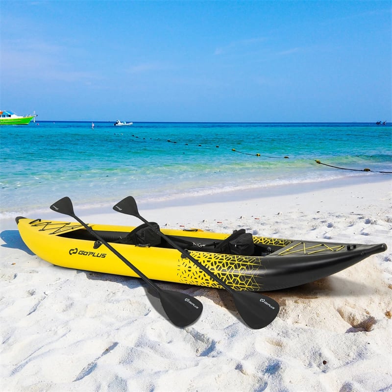 2-Person Inflatable Kayak Set with 2 Aluminium Oars & Repair Kit, 12.5Ft 507lbs Portable Fishing Touring Kayaks for Adults