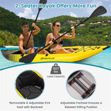 2-Person Inflatable Kayak Set with 2 Aluminium Oars & Repair Kit, 12.5Ft 507lbs Portable Fishing Touring Kayaks for Adults