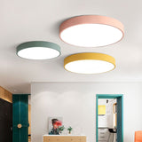 Modern Round LED Ceiling Lamp Pink Gray Metal Living Room