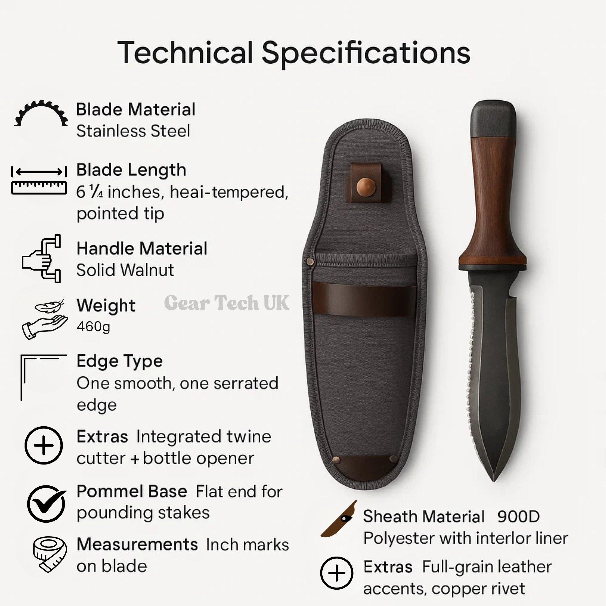 Hori Hori Garden Knife | Multi-Purpose, Rust-Resistant Blade & Sheath for Backyard, Camping & Bush-Crafting