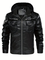 Men’s Windproof Leather Jacket with Fleece Lining – Warm Casual Outerwear