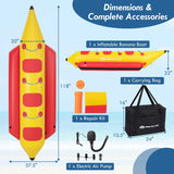3-Person Inflatable Towable Tubes for Boating w/Electric Air Pump, Water Recreation Sports Banana Boat for Towing Rider