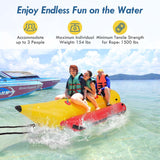 3-Person Inflatable Towable Tubes for Boating w/Electric Air Pump, Water Recreation Sports Banana Boat for Towing Rider