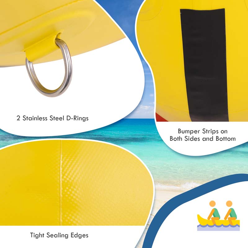 3-Person Inflatable Towable Tubes for Boating w/Electric Air Pump, Water Recreation Sports Banana Boat for Towing Rider