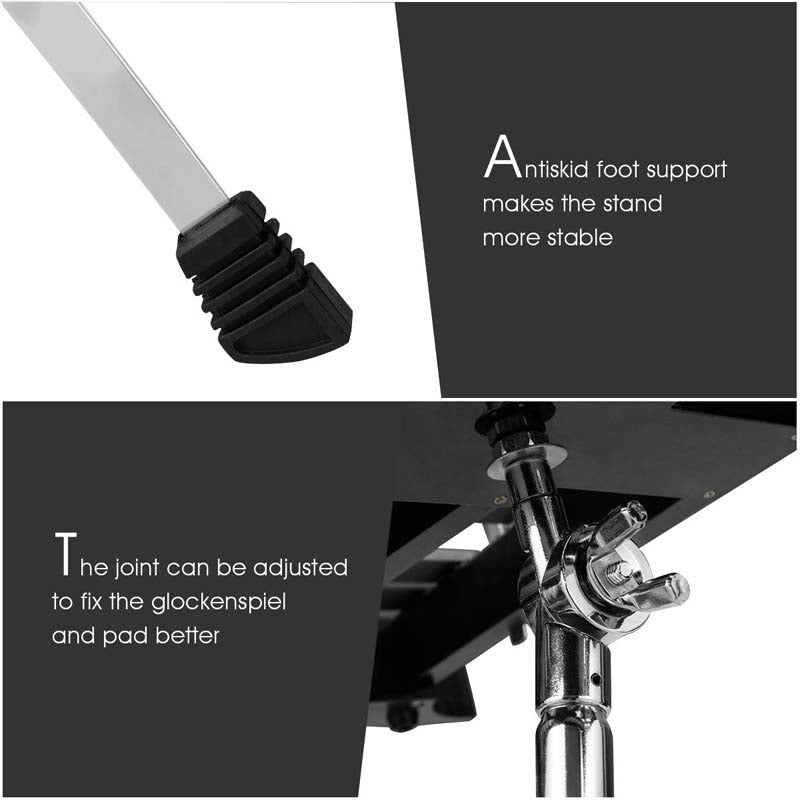 30 Notes Percussion Glockenspiel Bell Kit, Adjustable Height Xylophone with Practice Pad Mallets Sticks Stand Carrying Bag