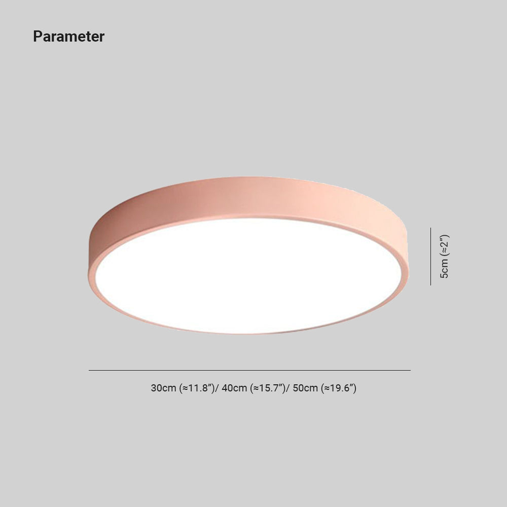 Modern Round LED Ceiling Lamp Pink Gray Metal Living Room