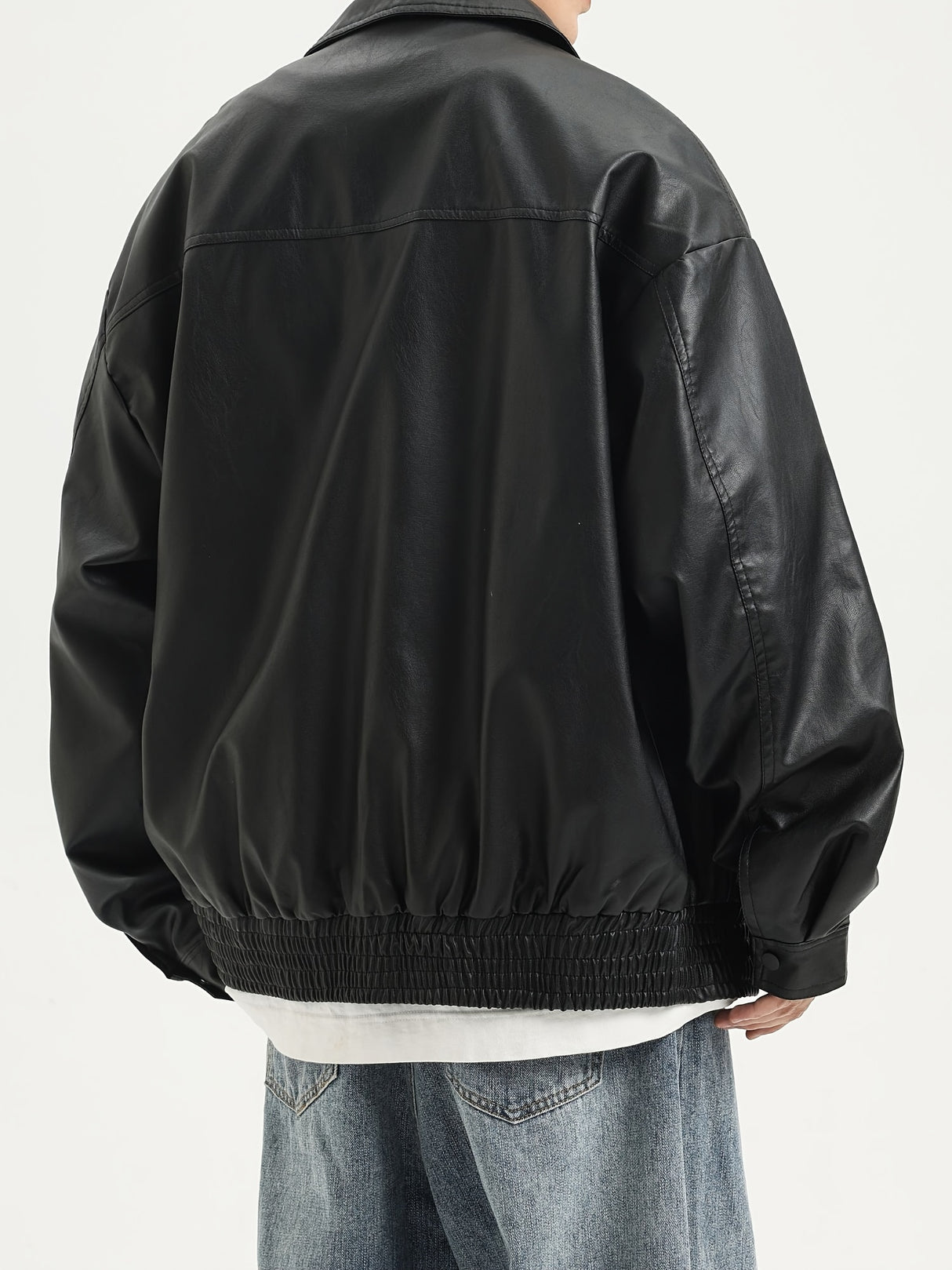 Men’s Casual Outdoor Zip-Up Motorcycle Jacket – Lightweight Black Stylish Outerwear