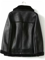 Women’s Creative Style Winter Motorcycle Jacket – Warm Fleece, Slim Fit
