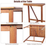 3 Pcs Acacia Wood Dining Set Outdoor Patio Bar Table Set Bistro Set with Two Bar Stools