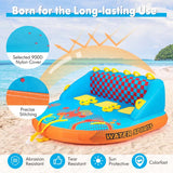Inflatable Towable Tubes for Boating, 3 Riders Water Sport Towables Sofa Pull Tube with Drainage, Dual Front & Back Tow Points
