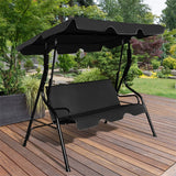 3-Person Cushioned Metal Outdoor Patio Porch Swing Chair Bench Glider with Adjustable Awing Canopy