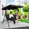 3-Person Cushioned Metal Outdoor Patio Porch Swing Chair Bench Glider with Adjustable Awing Canopy