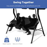 3-Person Cushioned Metal Outdoor Patio Porch Swing Chair Bench Glider with Adjustable Awing Canopy