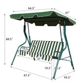 3-Person Cushioned Metal Outdoor Patio Porch Swing Chair Bench Glider with Adjustable Awing Canopy