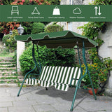 3-Person Cushioned Metal Outdoor Patio Porch Swing Chair Bench Glider with Adjustable Awing Canopy