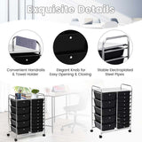 15-Drawer Storage Drawer Cart Tools Scrapbook Paper Organizer Cart Office School Utility Cart Rolling Storage Cart with Wheels