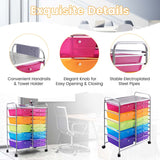 15-Drawer Storage Drawer Cart Tools Scrapbook Paper Organizer Cart Office School Utility Cart Rolling Storage Cart with Wheels