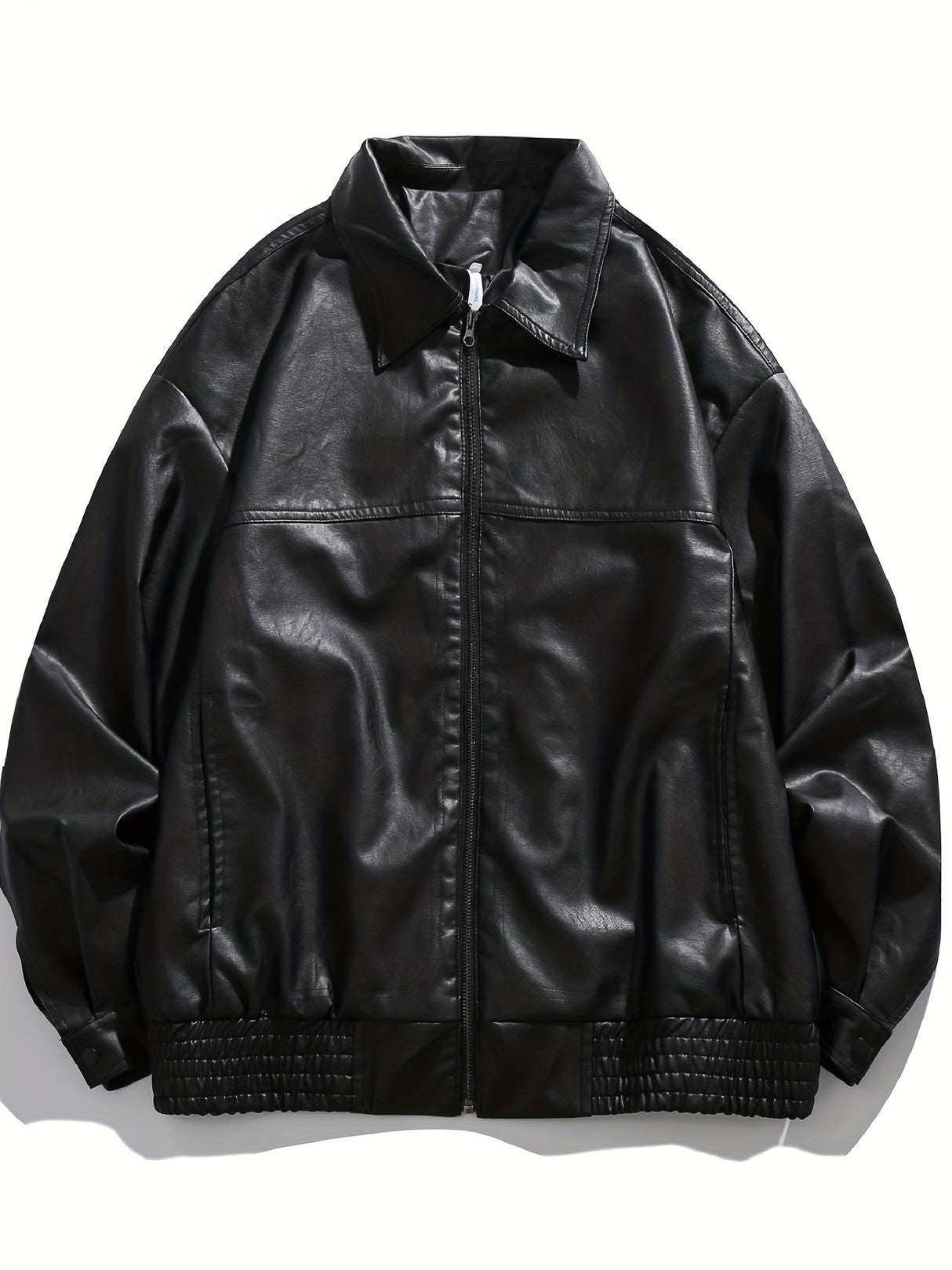 Men’s Casual Outdoor Zip-Up Motorcycle Jacket – Lightweight Black Stylish Outerwear