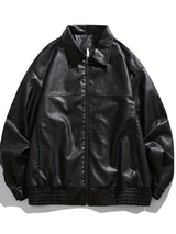Men’s Casual Outdoor Zip-Up Motorcycle Jacket – Lightweight Black Stylish Outerwear