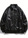 Men’s Casual Outdoor Zip-Up Motorcycle Jacket – Lightweight Black Stylish Outerwear