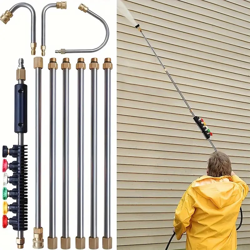 Telescoping High Pressure Washer Wand Set | 4000 PSI, 7 Nozzle Tips & Ideal for Gutter, Roof, and Hard-to-Reach Cleaning