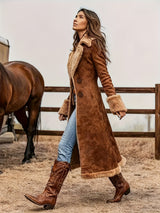 Women’s Western Vintage Trench Coat – Plush Warm Autumn Winter Fashion Coat