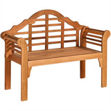 4 FT Folding Outdoor Bench for Park Garden, 2-Person Eucalyptus Wood Bench Loveseat Chair