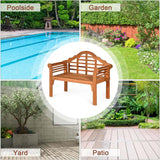 4 FT Folding Outdoor Bench for Park Garden, 2-Person Eucalyptus Wood Bench Loveseat Chair