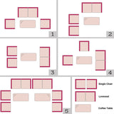 4 Pcs Rattan Wicker Patio Conversation Sets with Loveseat, Single Sofas, Coffe Table, Outdoor Bistro Set