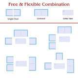 4 Pcs Rattan Patio Sectional Furniture Set with Storage Shelf Table, Cushioned Outdoor Wicker Conversation Sofa Set