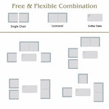 4 Pcs Rattan Patio Sectional Furniture Set with Storage Shelf Table, Cushioned Outdoor Wicker Conversation Sofa Set