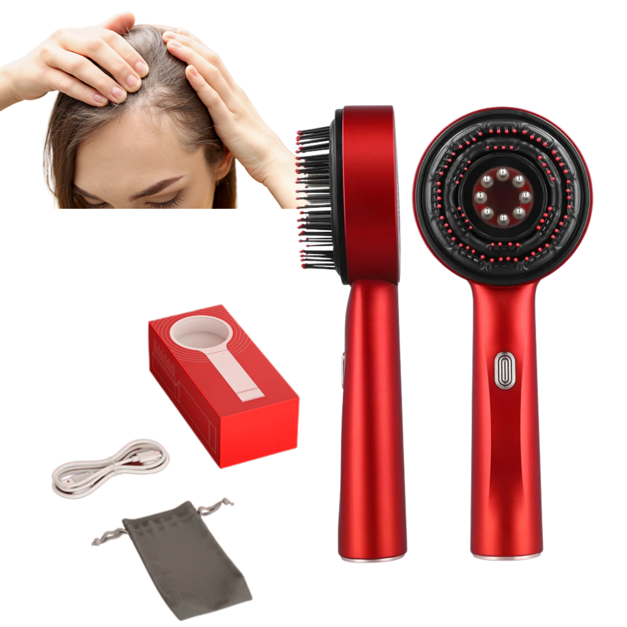 Scalp Massaging Brush with Red Light Therapy | Promotes Hair Growth & Relieves Scalp Tension for Healthier Hair