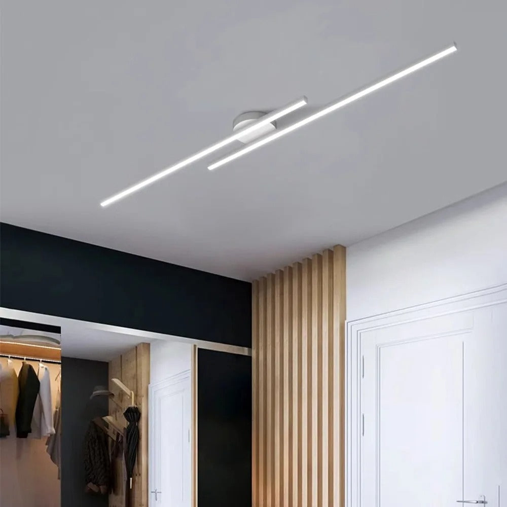 Minimalist Modern Hallway Lights – Long Strip Linear Ceiling Lamp, Close-to-Ceiling Chandelier, Remote Dimmable for Home Interiors