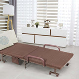 Folding Rollaway Bed with Mattress for Adult, Portable Guest Bed Frame with Adjustable 6 Position & Side Storage Pocket