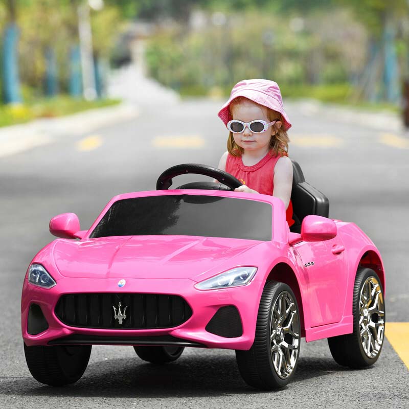 4-Wheel Licensed Maserati Kids Ride On Car, 12V Battery Powered Electric Toy Car with Parent Remote Control, Lights, Horn, Music