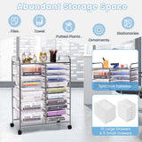 15-Drawer Storage Drawer Cart Tools Scrapbook Paper Organizer Cart Office School Utility Cart Rolling Storage Cart with Wheels