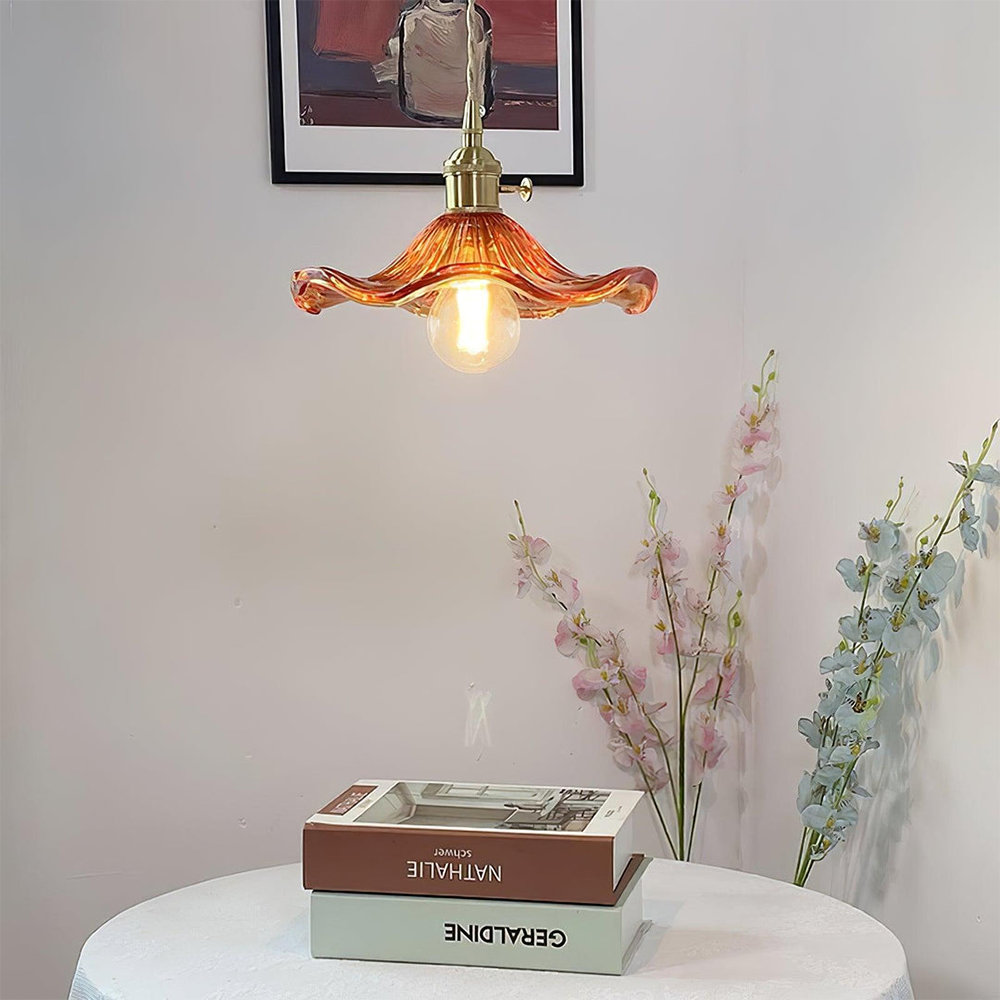 Stylish Hibiscus Flower Lamp – Elegant Glass Pendant Light for Modern Interiors
