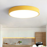 Modern Round LED Ceiling Lamp Pink Gray Metal Living Room