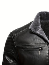 Men’s Winter Plush Motorcycle Jacket – Slim Fit, Full Zip, Warm & Stylish