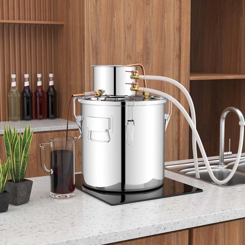 5/10 Gal 2 Pots Alcohol Still Home Brewing Kit, 40L Stainless Steel Water Alcohol Distiller, Wine Making Kit for Whiskey Brandy Beer