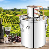5/10 Gal 2 Pots Alcohol Still Home Brewing Kit, 40L Stainless Steel Water Alcohol Distiller, Wine Making Kit for Whiskey Brandy Beer