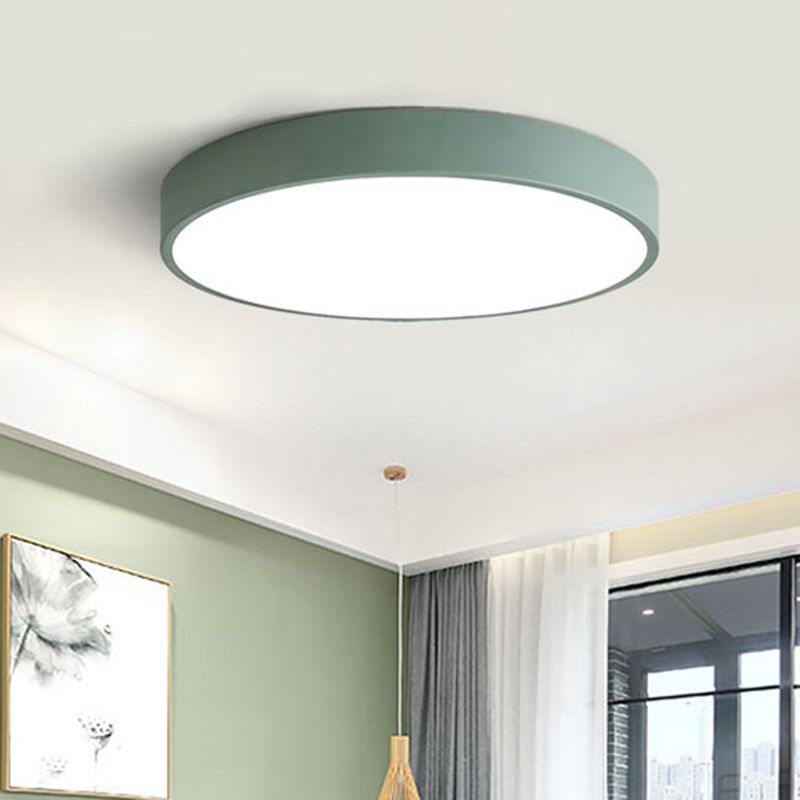 Modern Round LED Ceiling Lamp Pink Gray Metal Living Room